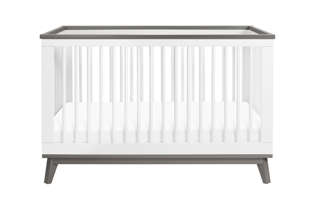 M5801WSL,Scoot 3-in-1 Convertible Crib w/Toddler Bed Conversion Kit in White&Slate Finish