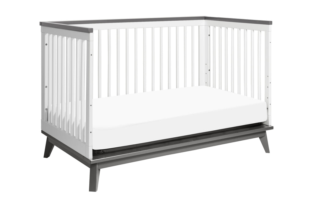 M5801WSL,Scoot 3-in-1 Convertible Crib w/Toddler Bed Conversion Kit in White&Slate Finish