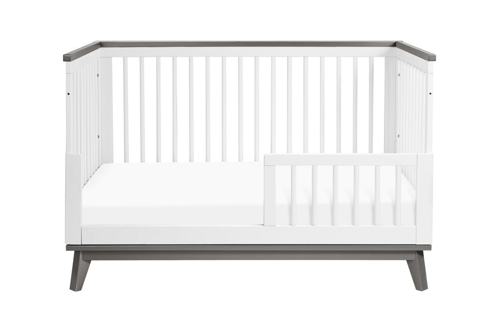 M5801WSL,Scoot 3-in-1 Convertible Crib w/Toddler Bed Conversion Kit in White&Slate Finish