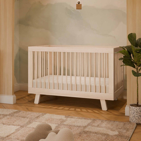 babyletto modern midcentury Hudson 3-in-1 Convertible Crib with Toddler Bed Conversion Kit in Grey Finish Washed Natural