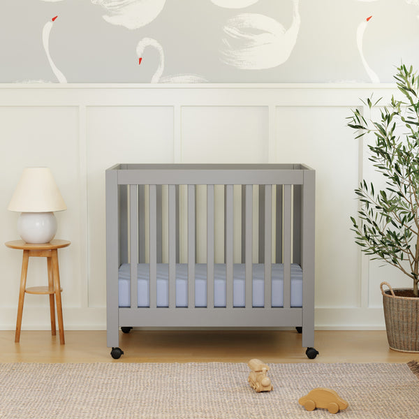 M6698NX,Origami Mini Crib In Washed Natural Gray