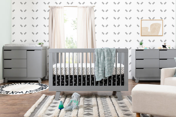 babyletto modern midcentury Hudson 3-in-1 Convertible Crib with Toddler Bed Conversion Kit in Grey Finish Grey