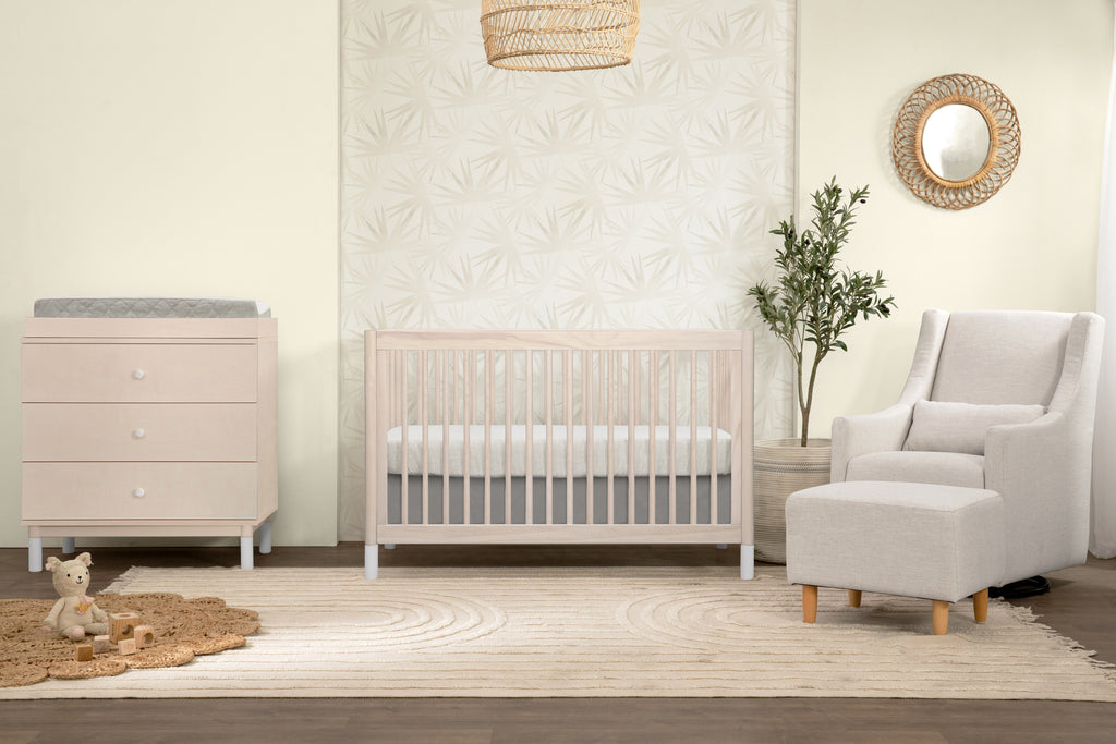 M12901NXW,Gelato 4-in-1 Convertible Crib  White Color Feet With Toddler Bed Conversion Kit in Washed Natural