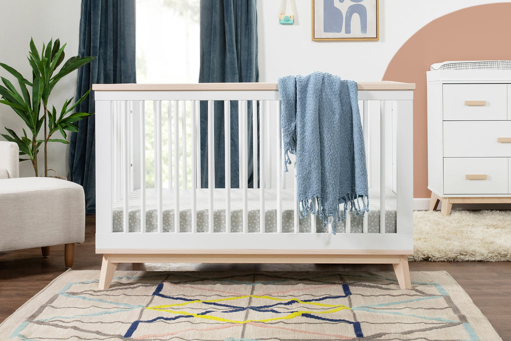 M5801WNX,Scoot 3-in-1 Convertible Crib With Toddler Bed Conversion Kit in White/Washed Natural