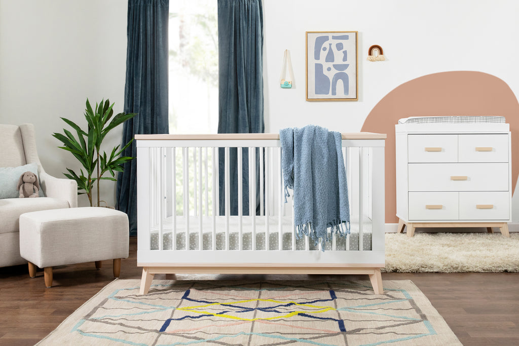 M5801WNX,Scoot 3-in-1 Convertible Crib With Toddler Bed Conversion Kit in White/Washed Natural