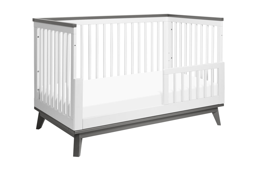 M5801WSL,Scoot 3-in-1 Convertible Crib w/Toddler Bed Conversion Kit in White&Slate Finish