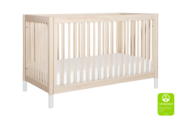 modern Gelato 4-in-1 Convertible Crib  White Color Feet With Toddler Bed Conversion Kit in Washed Natural 水洗自然色 / 白色腳